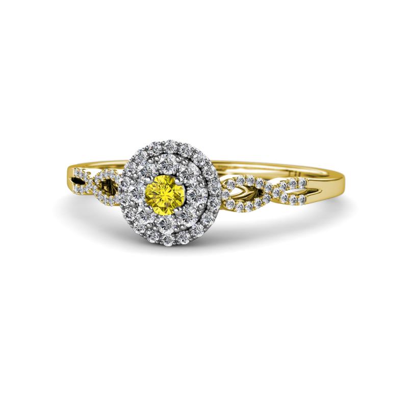 Iliana Prima Yellow and White Diamond Halo Engagement Ring 