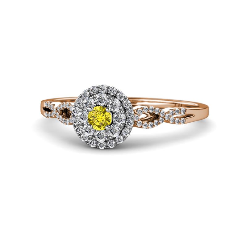 Iliana Prima Yellow and White Diamond Halo Engagement Ring 