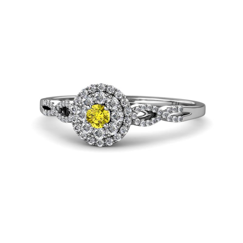 Iliana Prima Yellow and White Diamond Halo Engagement Ring 