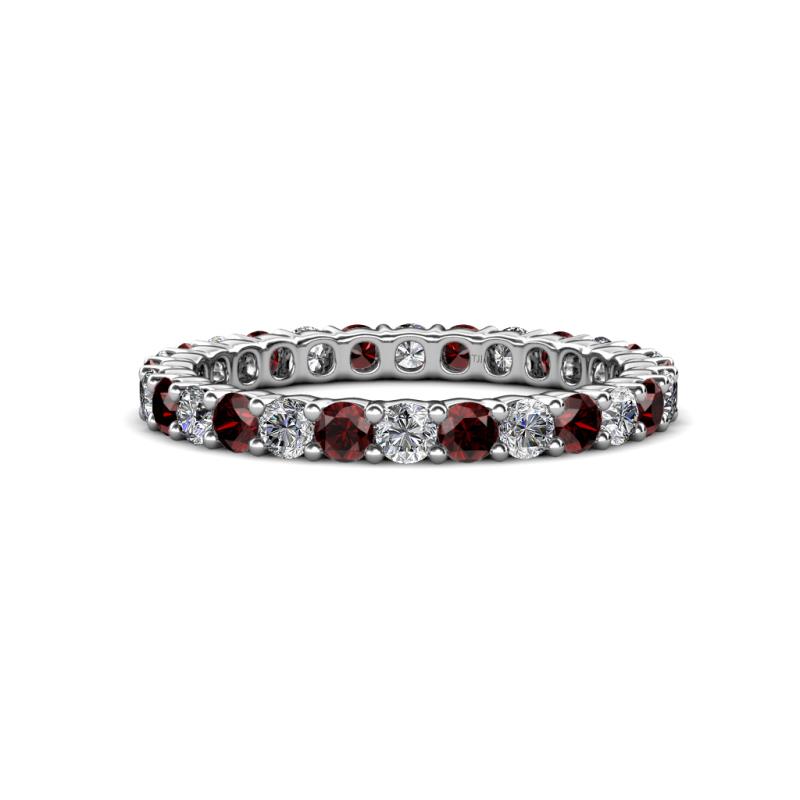 Joyce 2.70 mm Red Garnet and Lab Grown Diamond Eternity Band 
