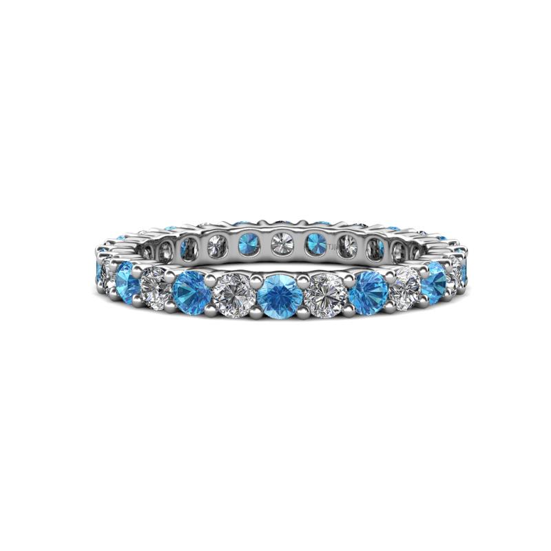 Joyce 3.00 mm Blue Topaz and Lab Grown Diamond Eternity Band 
