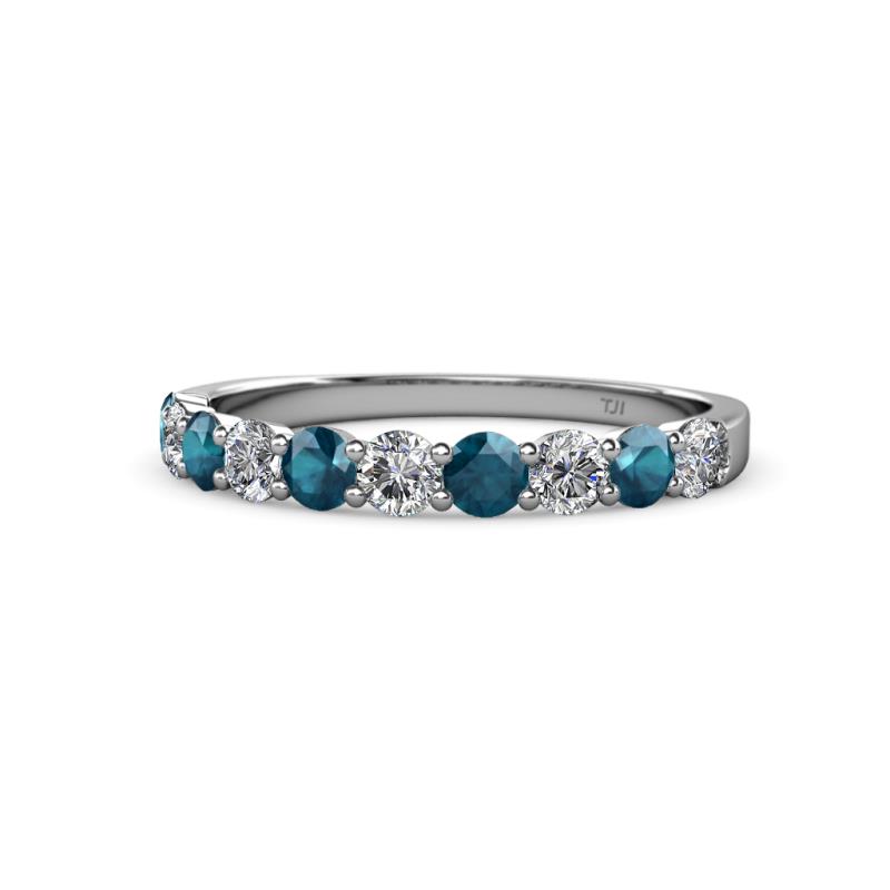 Clara 3.00 mm London Blue Topaz and Diamond 10 Stone Wedding Band 
