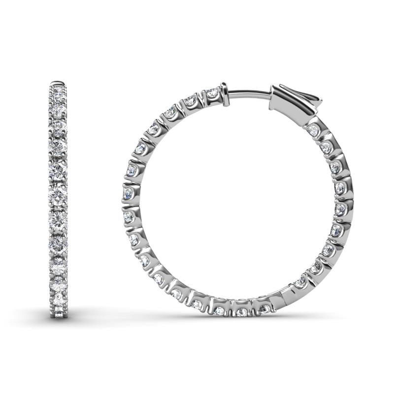 Melissa 1.00 ctw (1.70 mm) Inside Outside Round Lab Grown Diamond Eternity Hoop Earrings 