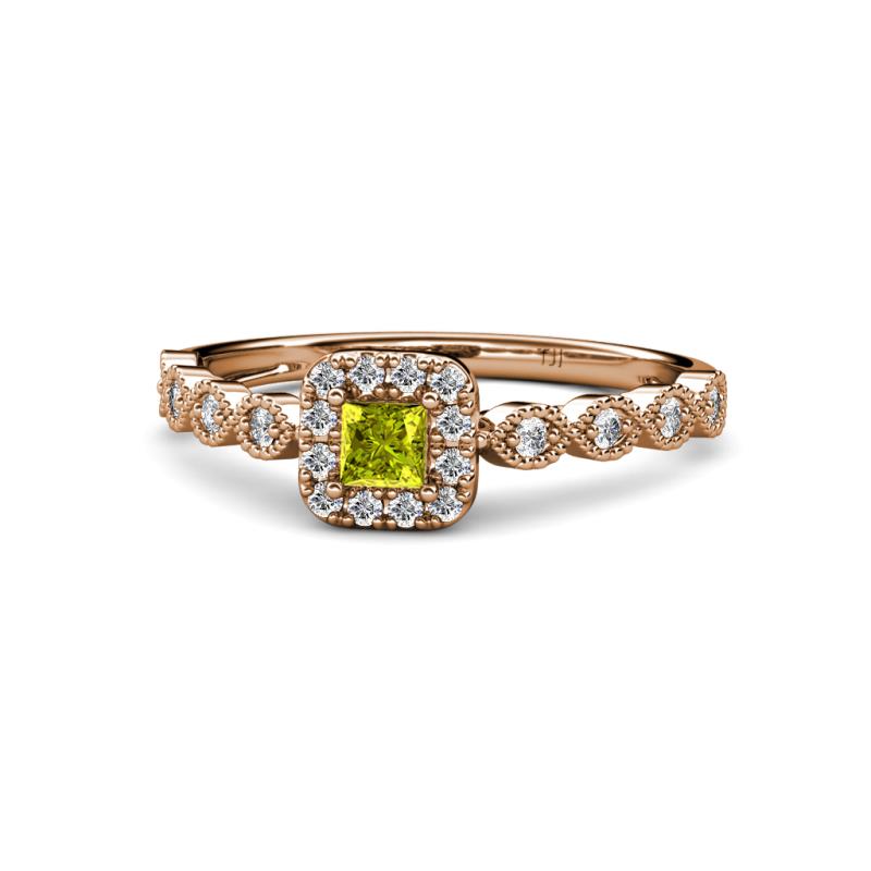 Mavis Prima Yellow and White Diamond Infinity Halo Engagement Ring 