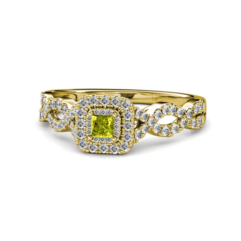 Eyana Prima Yellow and White Diamond Infinity Halo Engagement Ring 