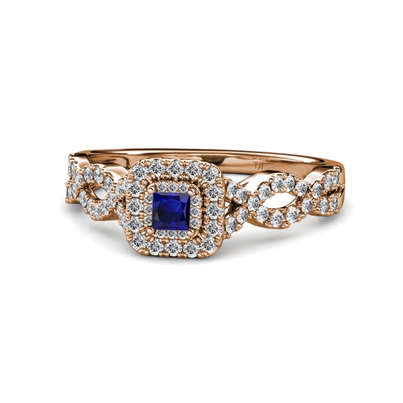 Eyana Prima Blue Sapphire and Diamond Infinity Halo Engagement Ring 
