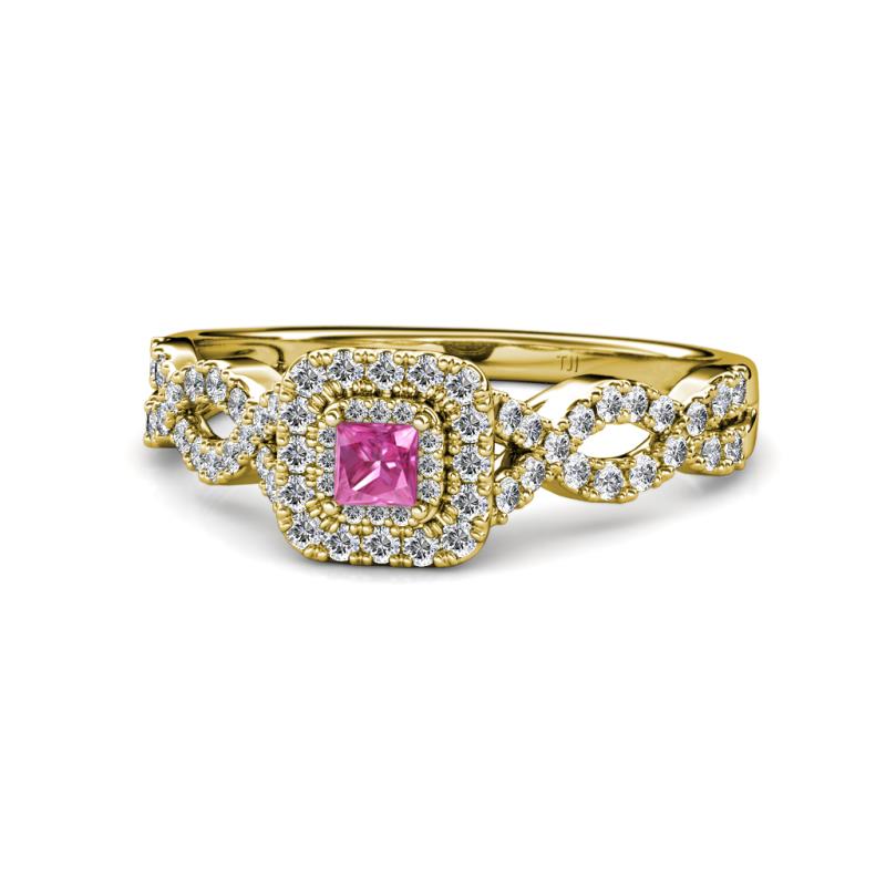 Eyana Prima Pink Sapphire and Diamond Infinity Halo Engagement Ring 