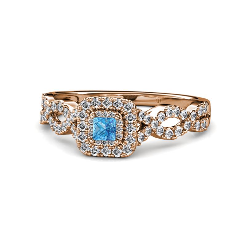 Eyana Prima Blue Topaz and Diamond Infinity Halo Engagement Ring 