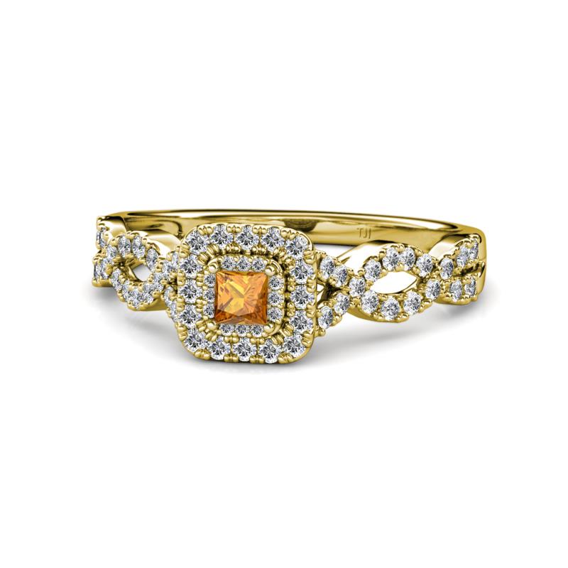 Eyana Prima Citrine and Diamond Infinity Halo Engagement Ring 