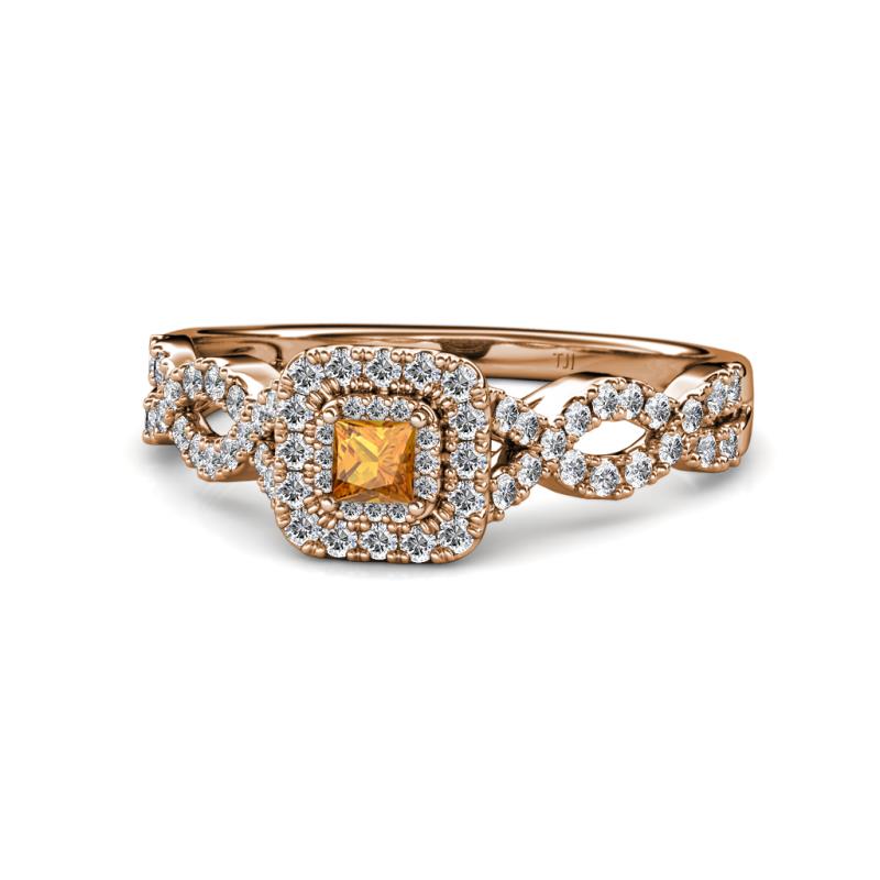 Eyana Prima Citrine and Diamond Infinity Halo Engagement Ring 