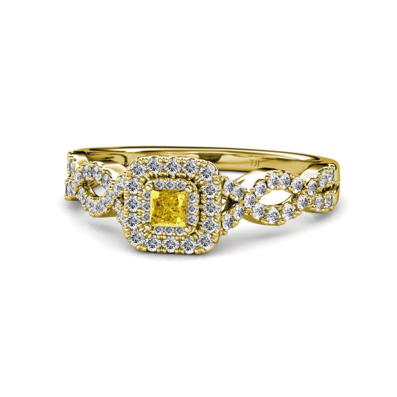 Eyana Prima Yellow Sapphire and Diamond Infinity Halo Engagement Ring 