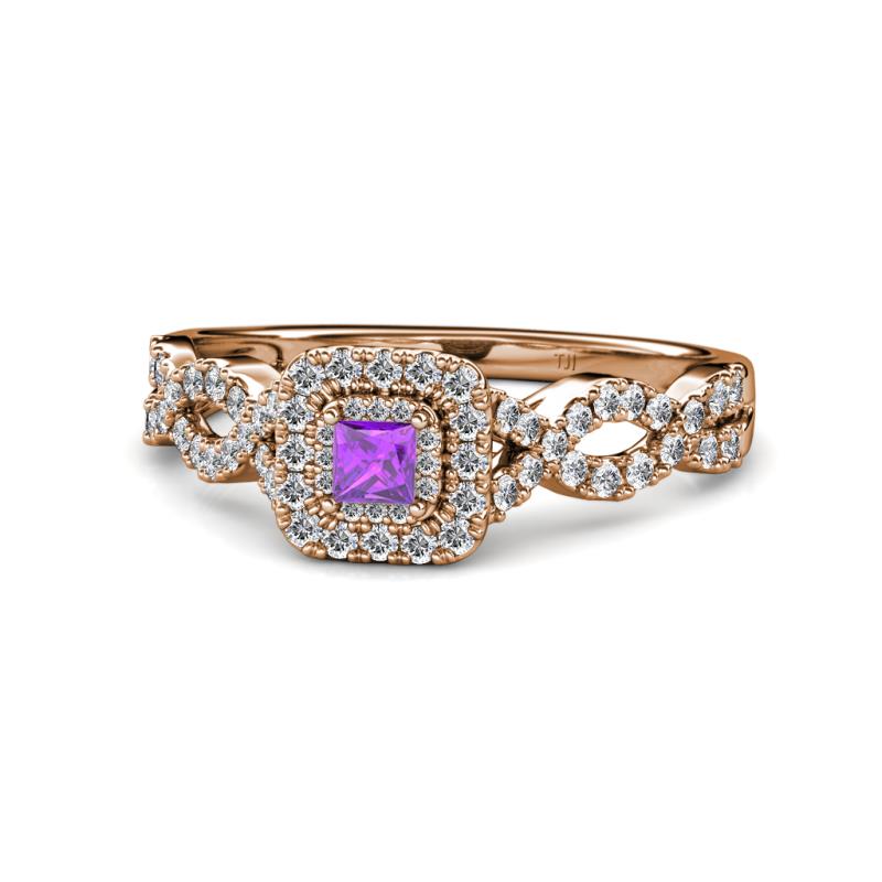 Eyana Prima Amethyst and Diamond Infinity Halo Engagement Ring 