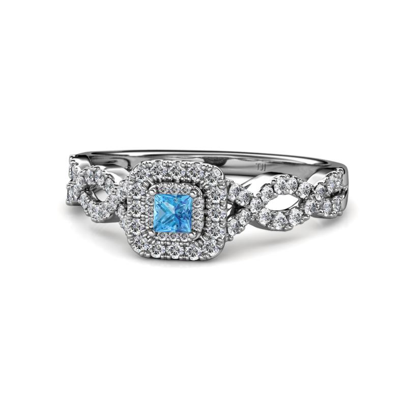 Eyana Prima Blue Topaz and Diamond Infinity Halo Engagement Ring 