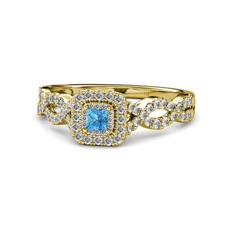 Eyana Prima Blue Topaz and Diamond Infinity Halo Engagement Ring 