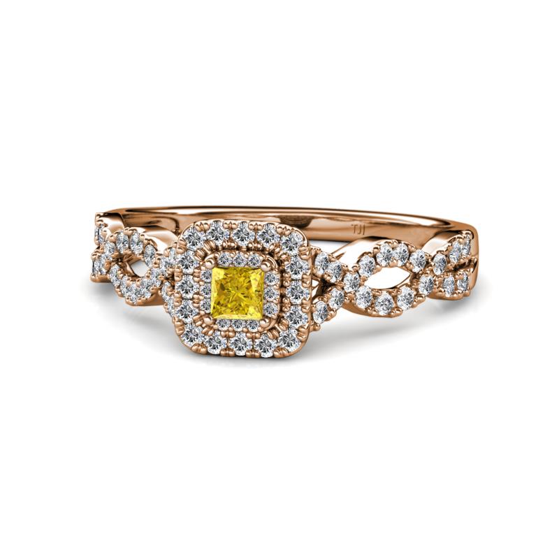 Eyana Prima Yellow Sapphire and Diamond Infinity Halo Engagement Ring 