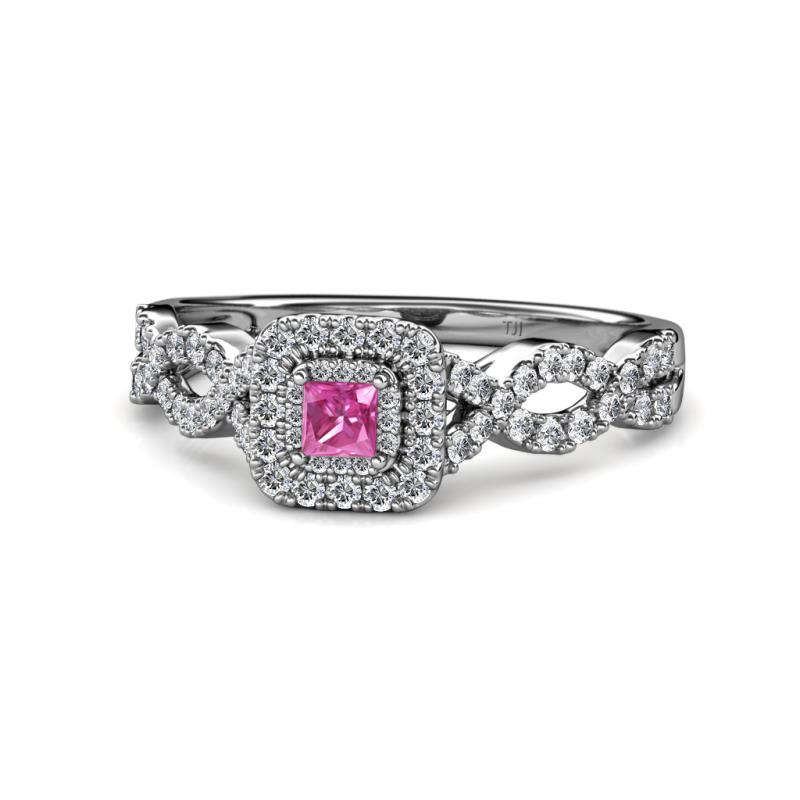 Eyana Prima Pink Sapphire and Diamond Infinity Halo Engagement Ring 