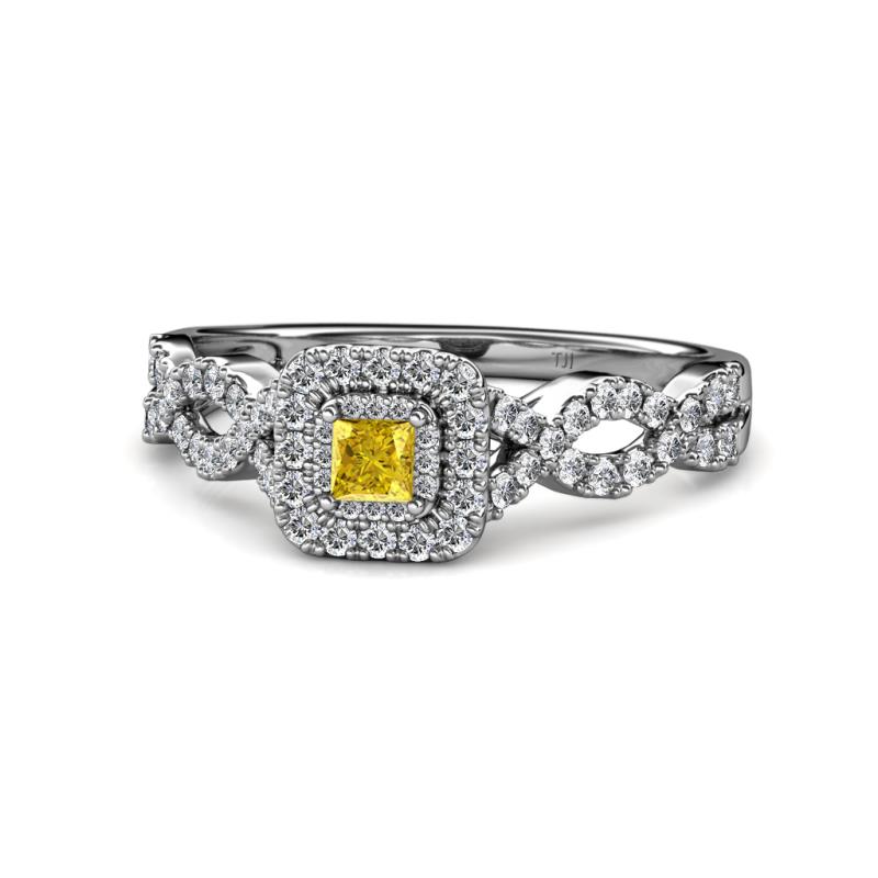 Eyana Prima Yellow Sapphire and Diamond Infinity Halo Engagement Ring 