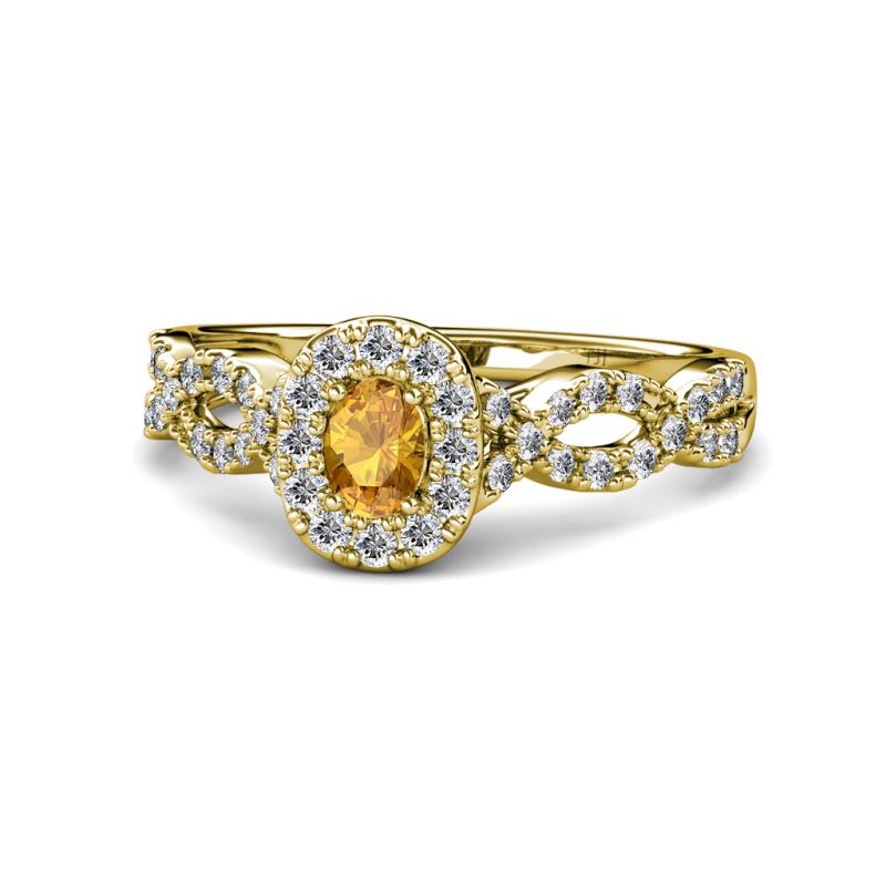 Susan Prima Citrine and Diamond Halo Engagement Ring 
