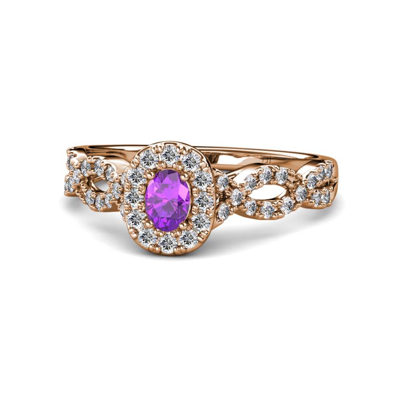 Susan Prima Amethyst and Diamond Halo Engagement Ring 