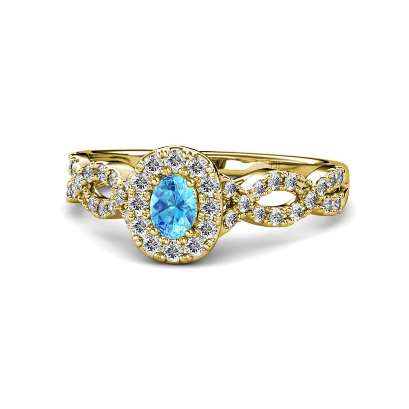 Susan Prima Blue Topaz and Diamond Halo Engagement Ring 