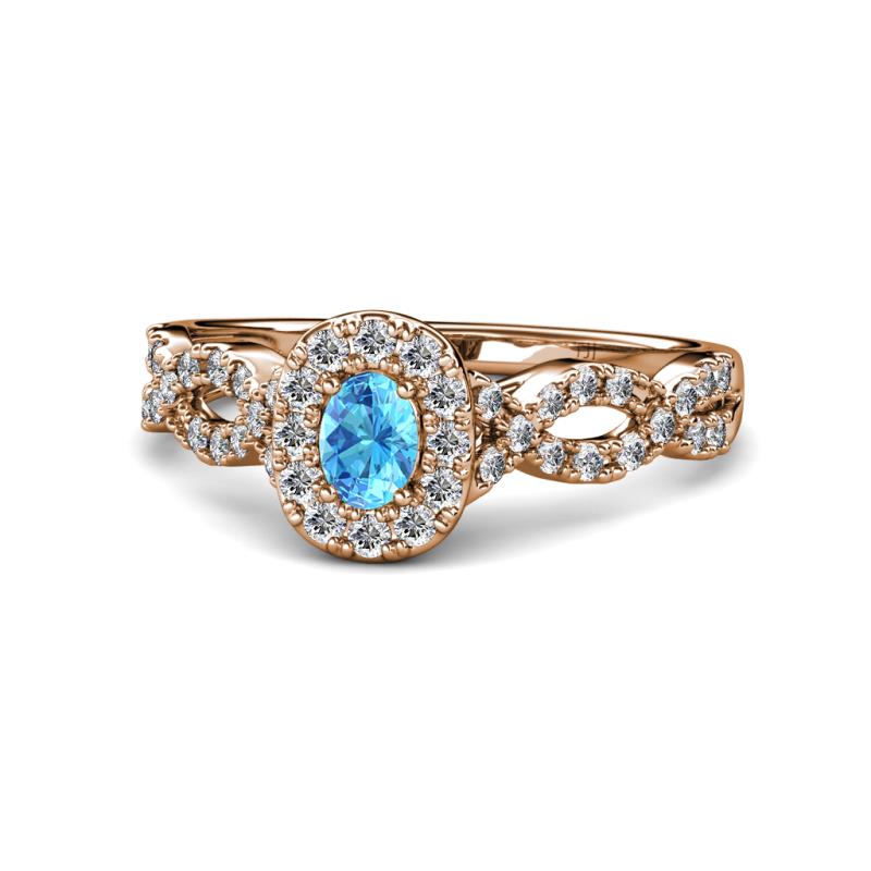 Susan Prima Blue Topaz and Diamond Halo Engagement Ring 