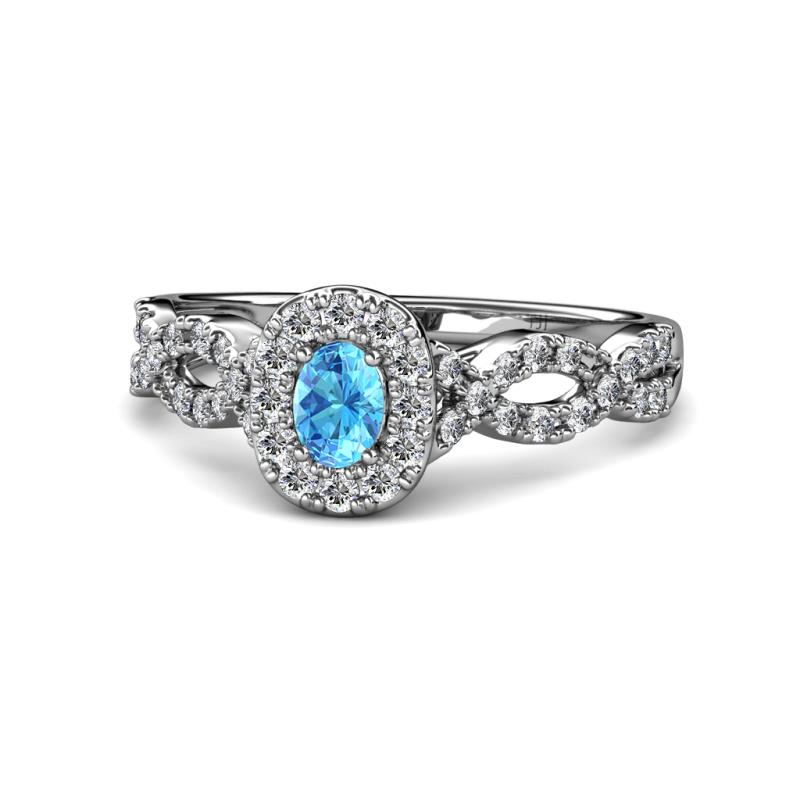 Susan Prima Blue Topaz and Diamond Halo Engagement Ring 