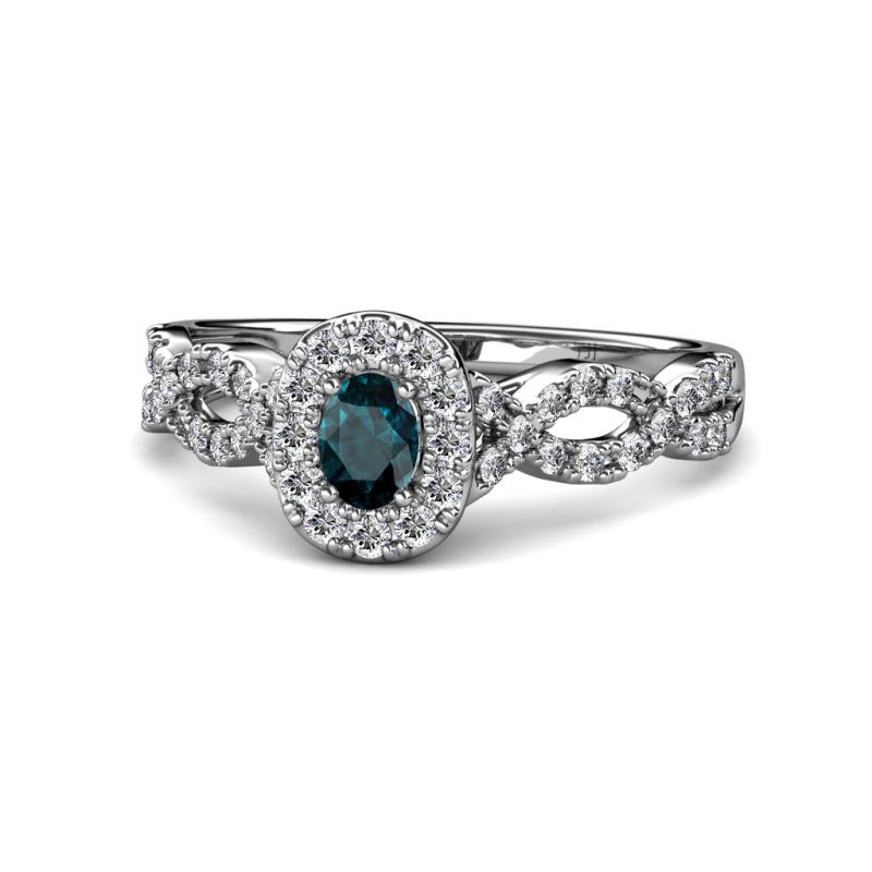 Susan Prima London Blue Topaz and Diamond Halo Engagement Ring 