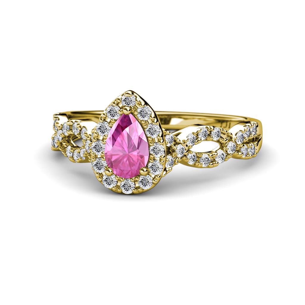 Susan Prima Pink Sapphire and Diamond Halo Engagement Ring 
