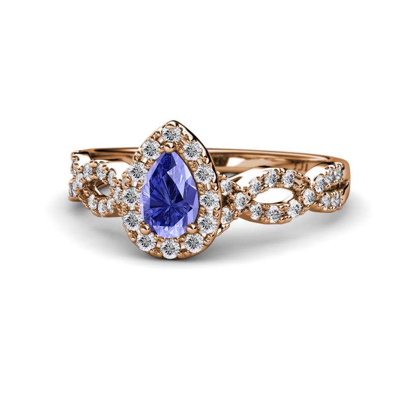 Susan Prima Tanzanite and Diamond Halo Engagement Ring 
