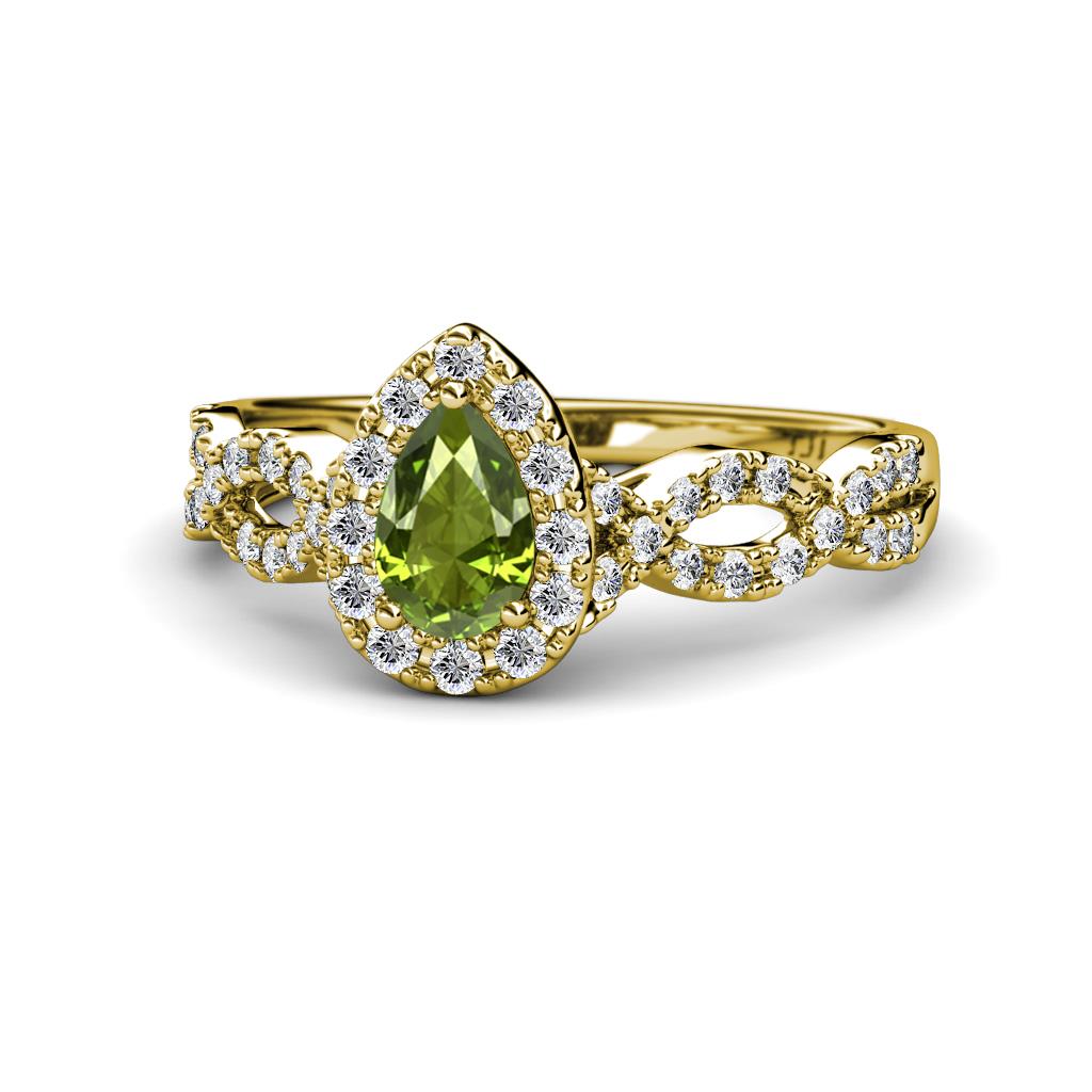 Susan Prima Peridot and Diamond Halo Engagement Ring 