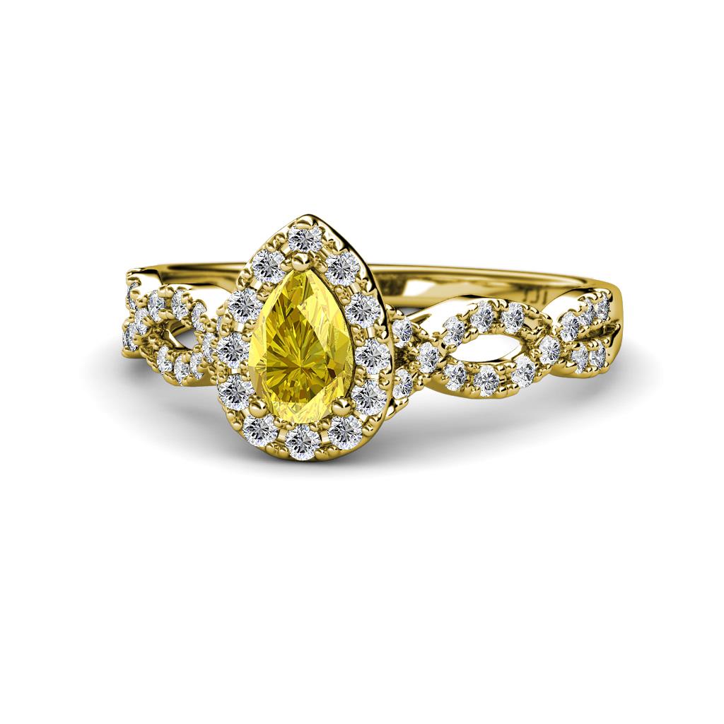 Susan Prima Yellow Sapphire and Diamond Halo Engagement Ring 