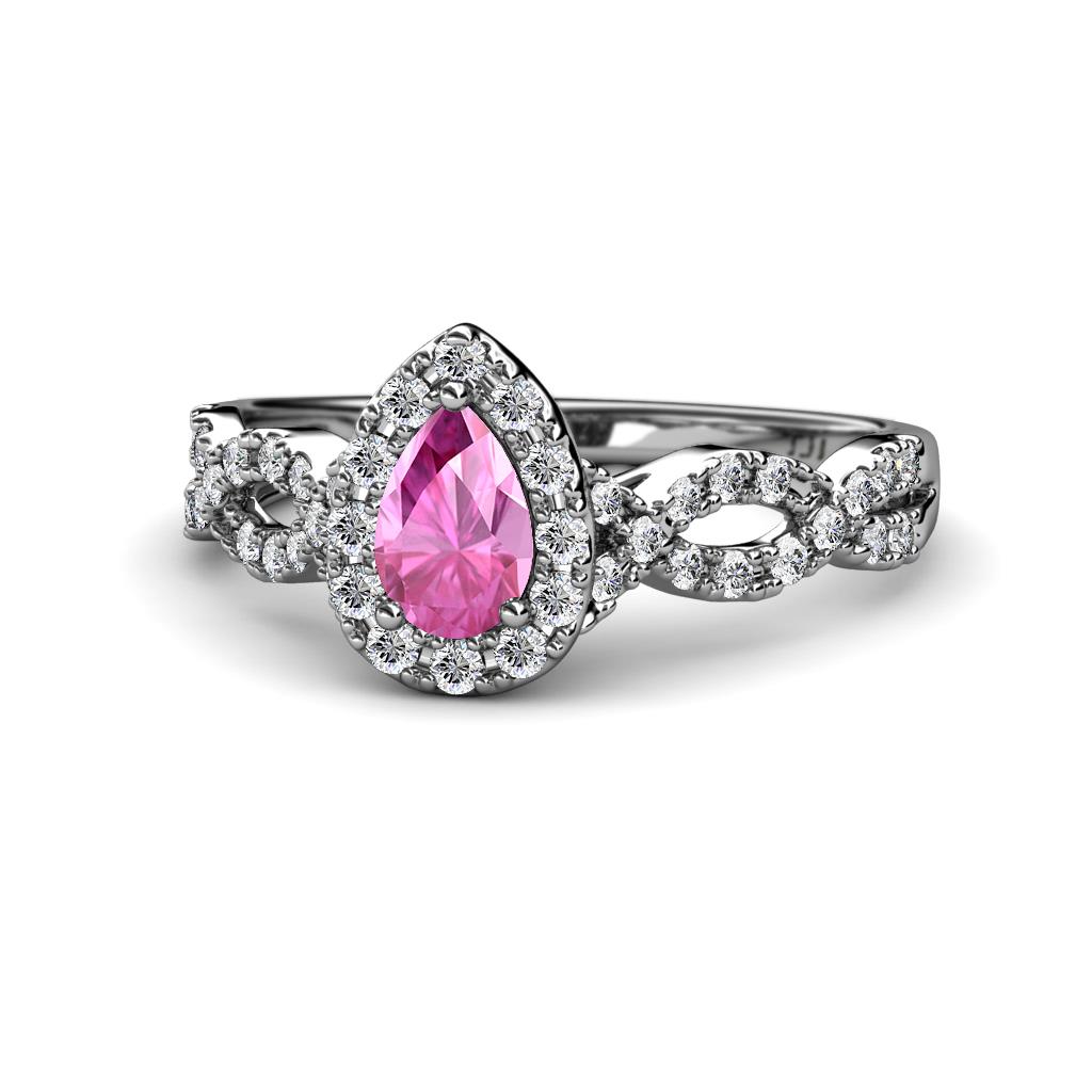 Susan Prima Pink Sapphire and Diamond Halo Engagement Ring 