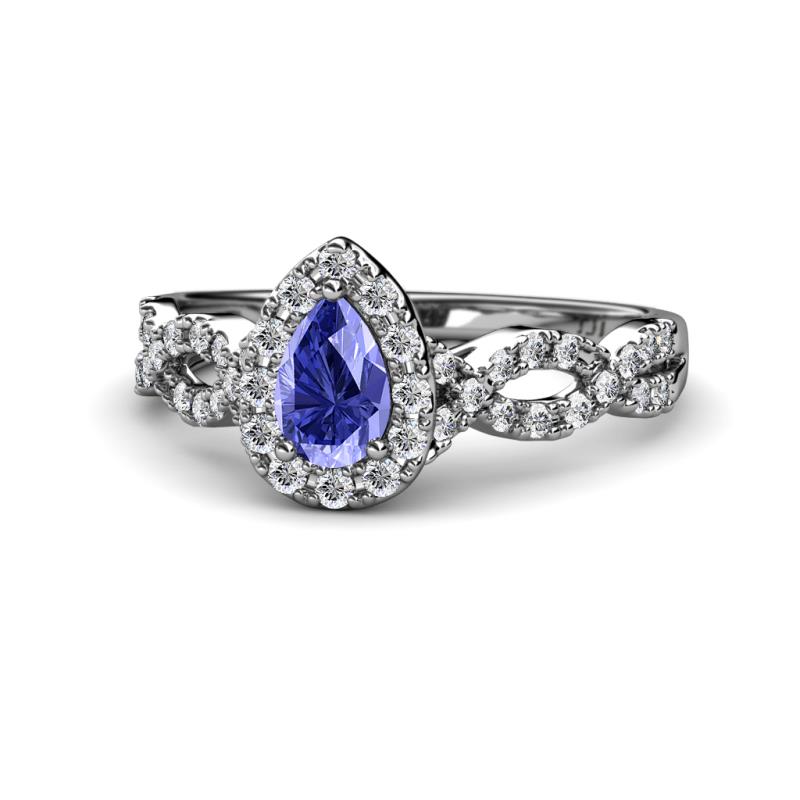 Susan Prima Tanzanite and Diamond Halo Engagement Ring 