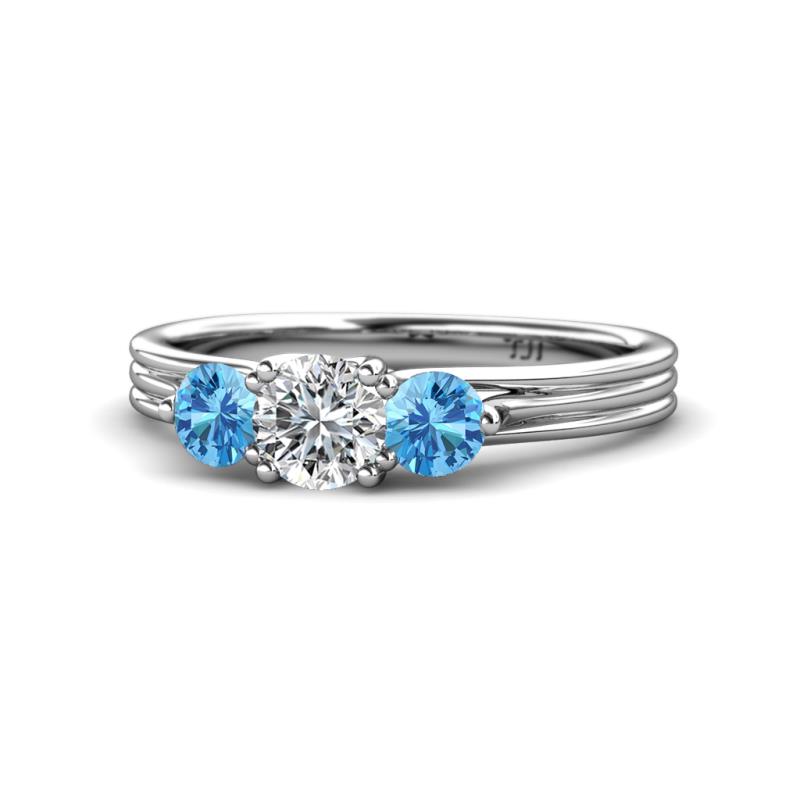 Alyssa Diamond and Blue Topaz Three Stone Ring 