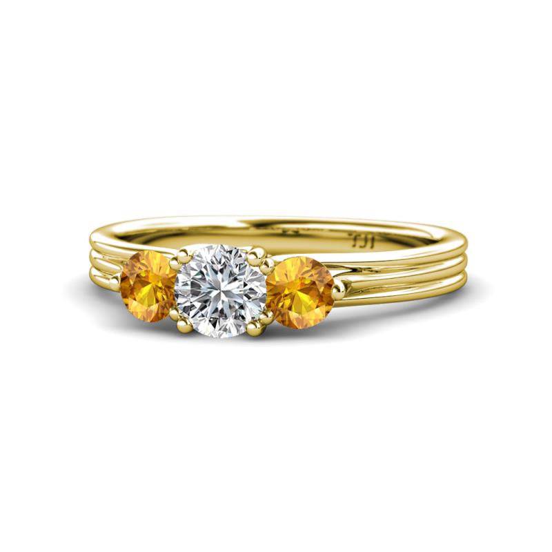 Alyssa Diamond and Citrine Three Stone Ring 