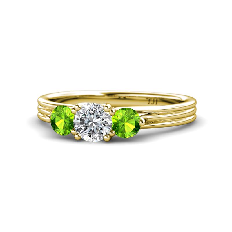 Alyssa Diamond and Peridot Three Stone Ring 