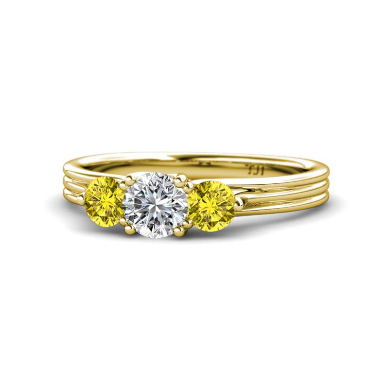Alyssa Yellow and White Diamond Three Stone Ring 