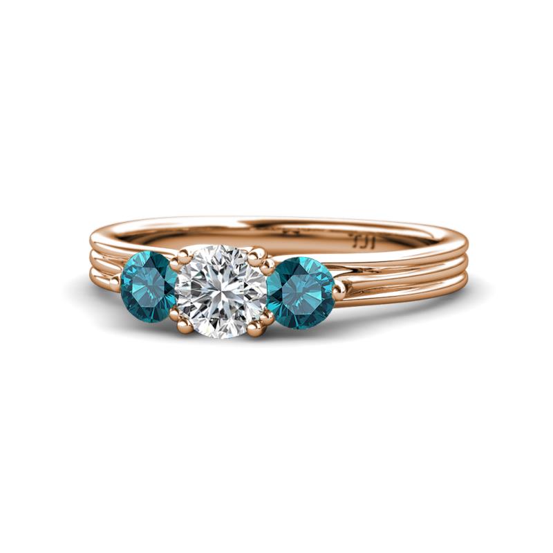 Alyssa Diamond and London Blue Topaz Three Stone Ring 