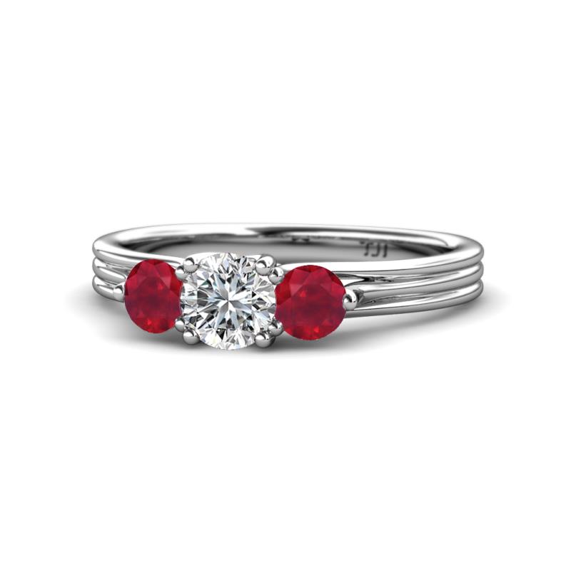 Alyssa Diamond and Ruby Three Stone Ring 