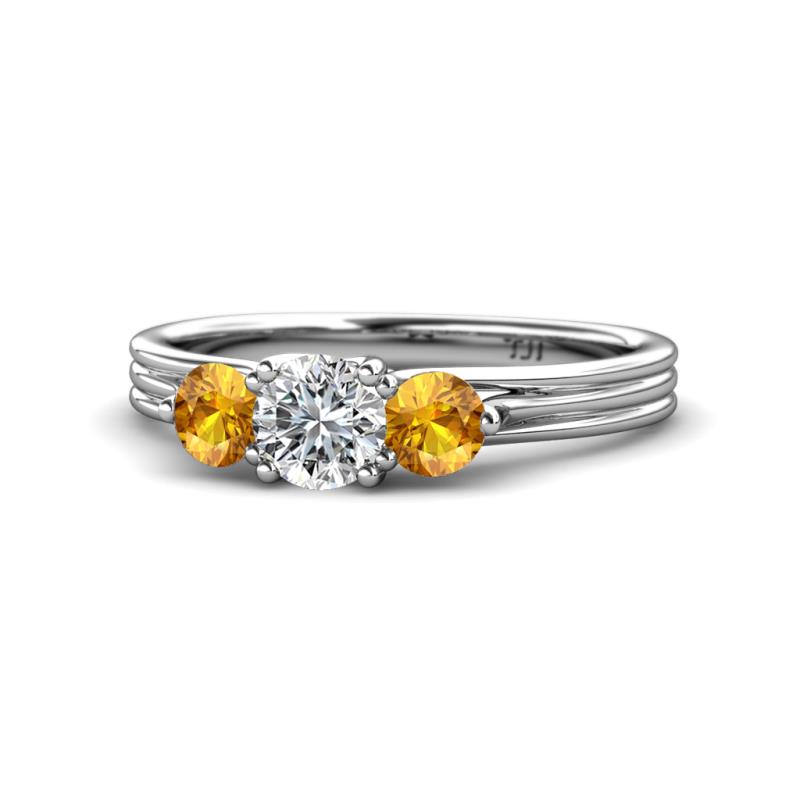 Alyssa Diamond and Citrine Three Stone Ring 