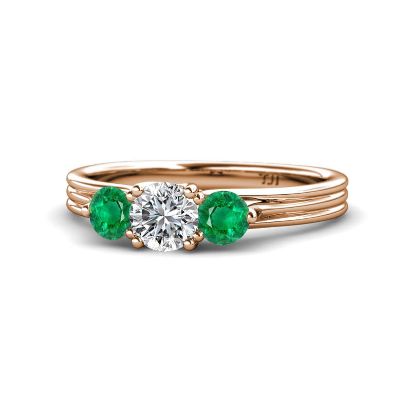 Alyssa Diamond and Emerald Three Stone Ring 