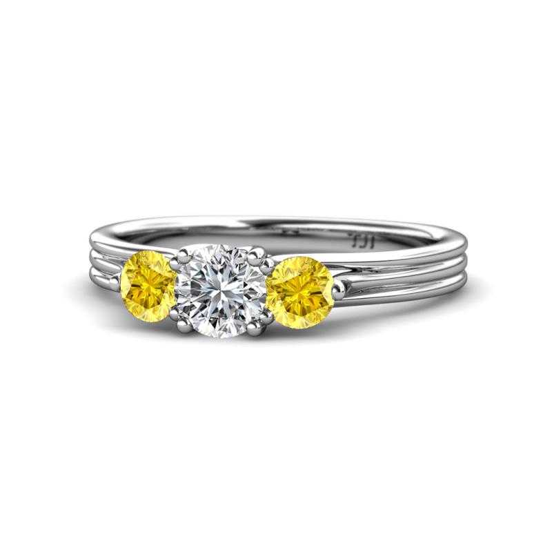 Alyssa Yellow Sapphire and Lab Grown Diamond Three Stone Ring 