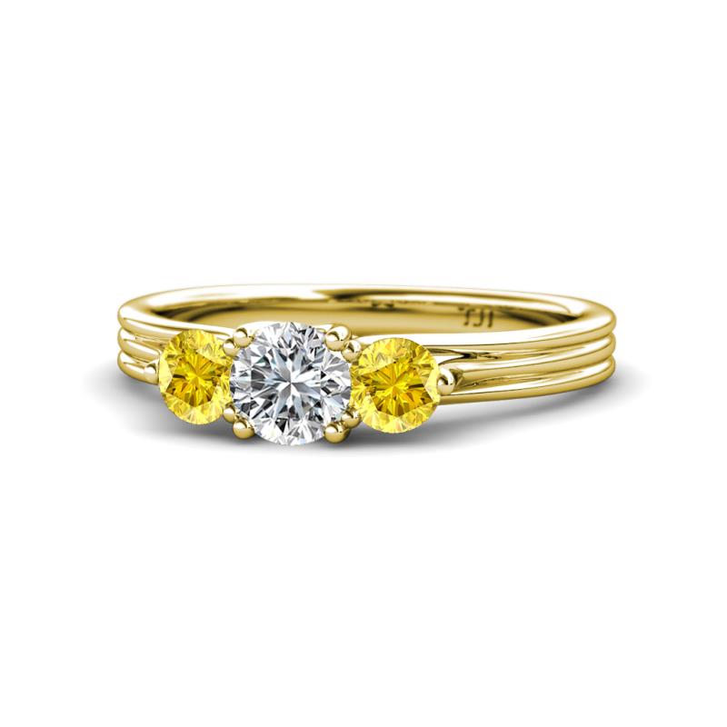 Alyssa Yellow Sapphire and Lab Grown Diamond Three Stone Ring 