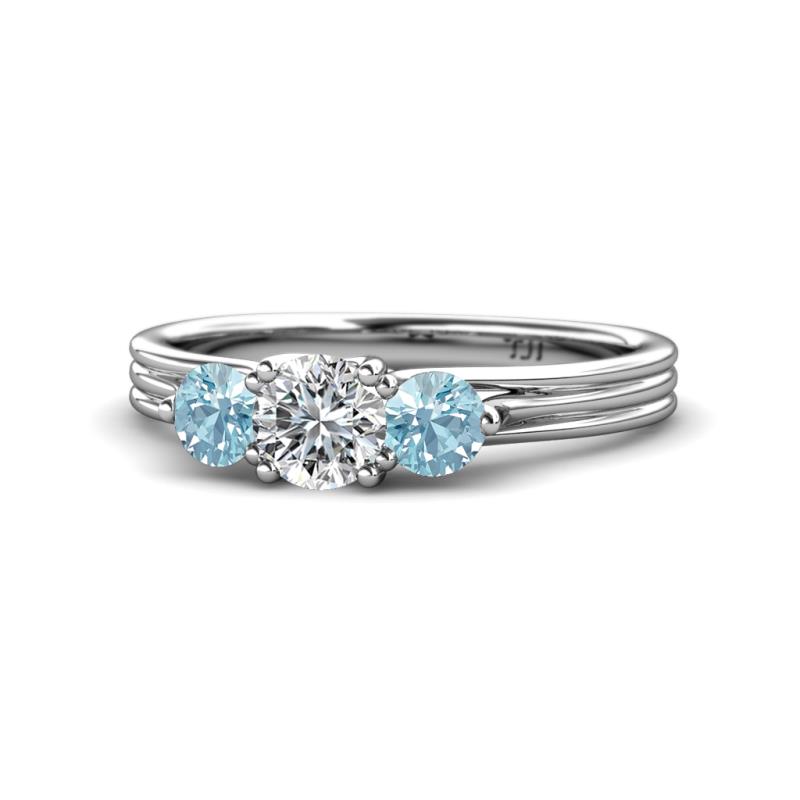 Alyssa Aquamarine and Lab Grown Diamond Three Stone Ring 