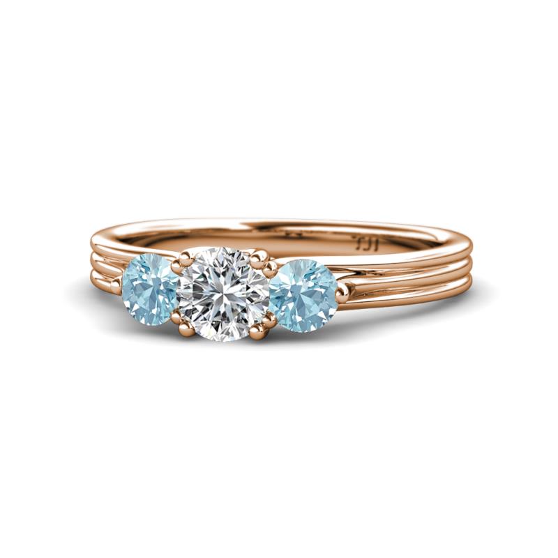 Alyssa Aquamarine and Lab Grown Diamond Three Stone Ring 