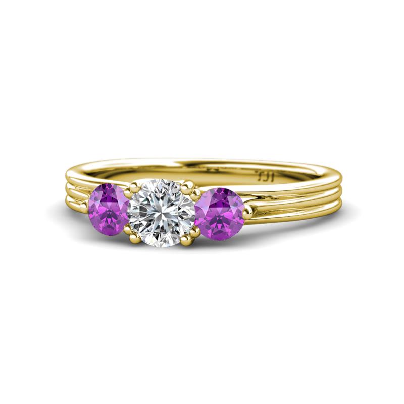 Alyssa Amethyst and Lab Grown Diamond Three Stone Ring 