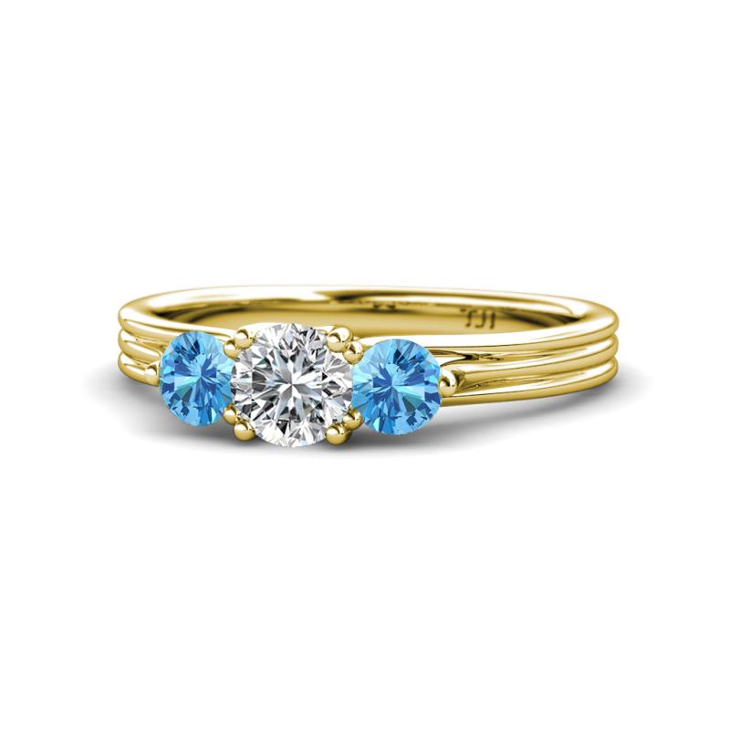 Alyssa Blue Topaz and Lab Grown Diamond Three Stone Ring 
