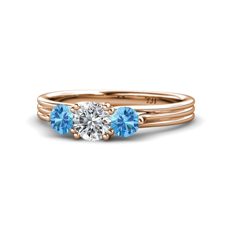 Alyssa Blue Topaz and Lab Grown Diamond Three Stone Ring 