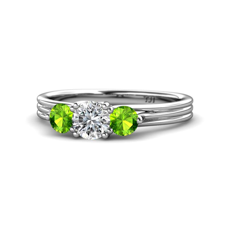 Alyssa Peridot and Lab Grown Diamond Three Stone Ring 