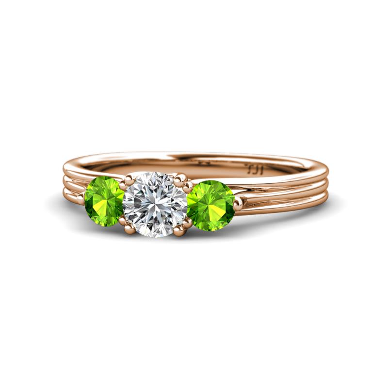 Alyssa Peridot and Lab Grown Diamond Three Stone Ring 